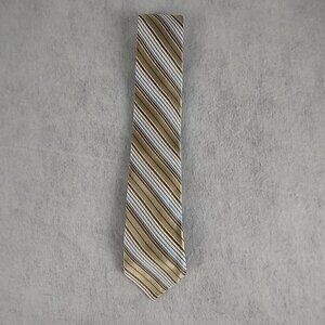 Croft & Barrow Men's Brown, Tan, Silver, Blue, White, 100% Silk Striped Necktie